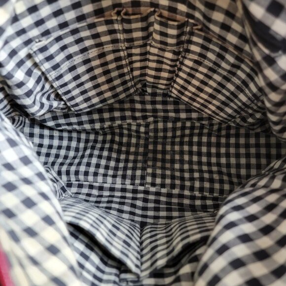 Hobo International Red Leather Shoulder Bag Buffalo Check Lining Satchel Handbag - Picture 6 of 13